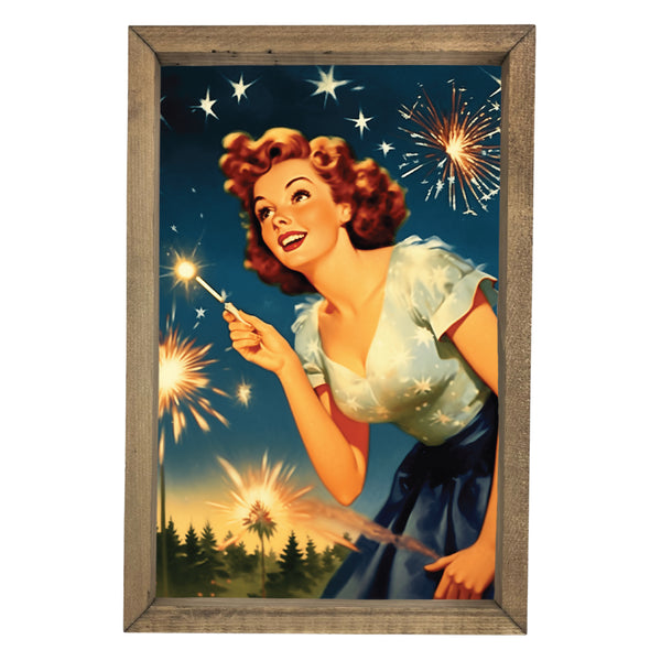 Woman with Sparkler <br>Framed Art