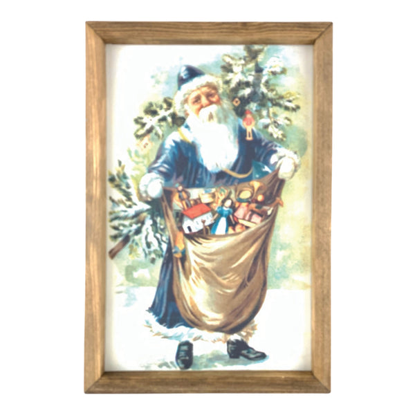 Vintage Santa in Blue <br>Framed Print