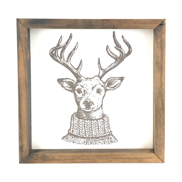 Reindeer in Sweater <br>Framed Print