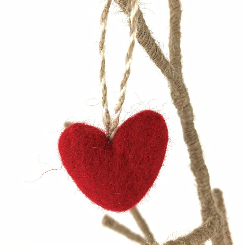 Jute Tree with Heart Ornaments