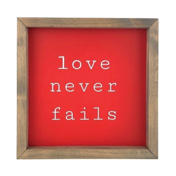 Love Never Fails <br>Framed Saying
