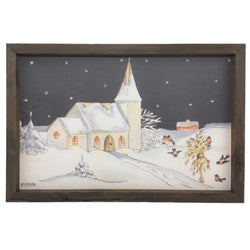Night Church Watercolor <br>Framed Print
