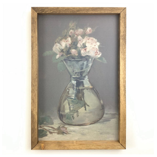 Moss Roses in a Vase <br>Framed Art