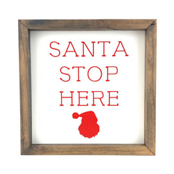 Santa Stop Here Silhouette <br>Framed Print