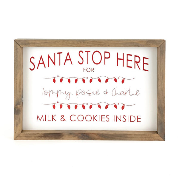 Santa Stop Here - Christmas Lights <br>Personalized Framed Print