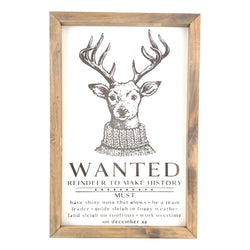 Vintage Reindeer Wanted <br>Framed Print